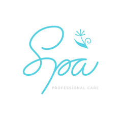 Spa Logo vector Lettering. Custom Handmade Calligraphy