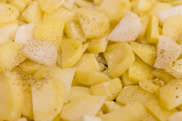 sliced potatoes with spice