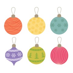 Set of christmas balls. Colorful isolated icons.