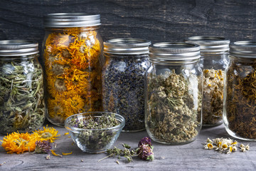 Herbs in jars - 177671618