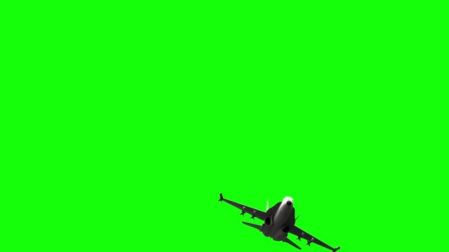 3d rendered animation of fighter jet in flight on green screen
