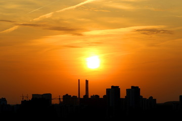 Fototapeta na wymiar Townscape on sunset