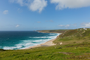 Sennen Cove Cornwall beach and coast near Land`s End 