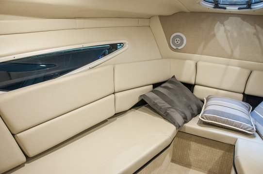 Interior of luxury yacht