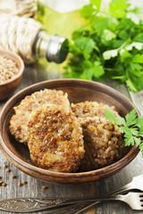 Vegetarian cutlets of  buckwheat