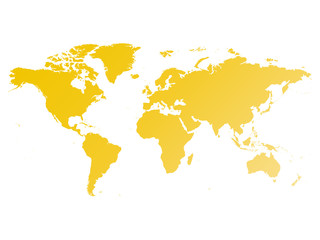 Map of World. Yellow gradient silhouette vector illustration isolated on white background.