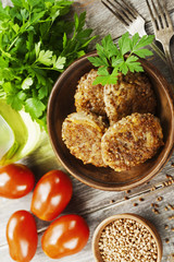 Vegetarian cutlets of  buckwheat