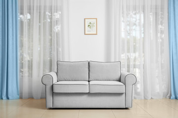 Comfortable sofa in living room