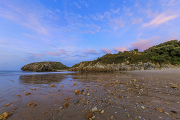 Fototapeta na wymiar Asturias beach at sunset