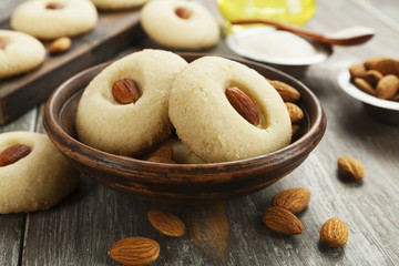 Obraz na płótnie Canvas Nan Hathi.Indian traditional cookies with almonds