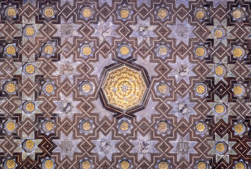 Seville, Spain - October 11, 2017: Looking up at the details of the ceilings of the Royal Alcazar
