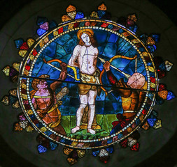 Stained Glass of St Sebastian in Bologna