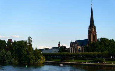 Fototapeta na wymiar A church in Frankfurt over Main, Germany