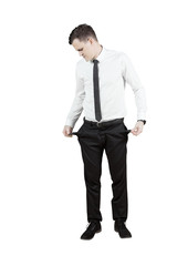 European businessman has not money on studio