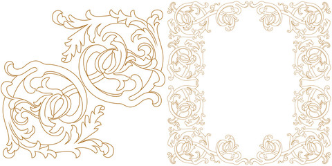 Baroque vector set of vintage elements for design. Decorative design element filigree calligraphy vector. You can use for wedding decoration of greeting card and laser cutting.