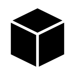 Three dimensional or 3D cube hexahedron flat vector icon for apps and websites