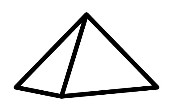 Three dimensional or 3D pyramid of Giza line art icon for apps and websites