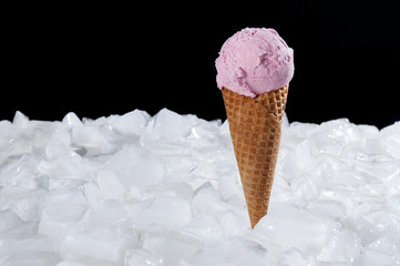 ice cream on ice on a black