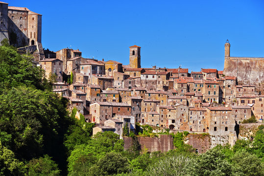 City of Sorano in the province of Grosseto in Tuscany, Italy