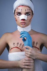 Model in image of plastic surgery victim