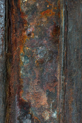 Vertical front view  of  rusty texture or background.