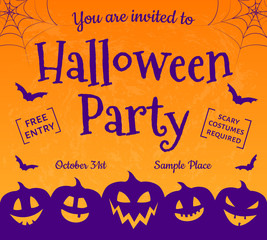 Invitation for Halloween Party - scary poster. Vector.