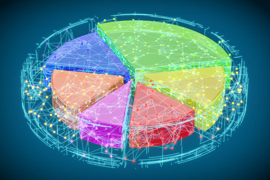 Abstract Colored Pie Chart, 3D rendering