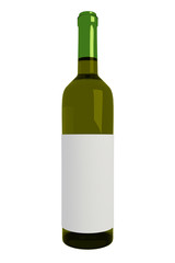 3D rendering of white wine isolated on white background
