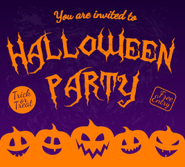 Invitation for Halloween Party - scary poster. Vector.