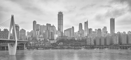 Black and white picture of Chongqing city, China