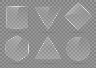 Set of glass, transparent geometric shapes.
