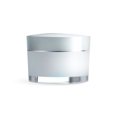 Realistic cream bottle on white background, cosmetic design, vector illustration