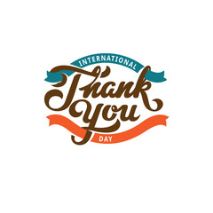 Thank you Text Lettering calligraphic composition vector Poster