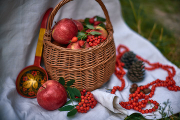 basket with apples