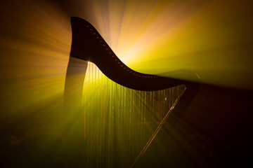 Electro harp in the rays of light