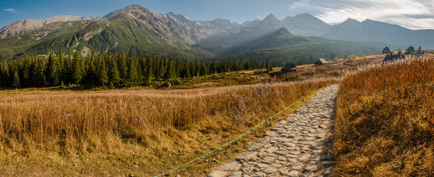 Fototapeta Hala Gąsienicowa w Tatrach, pora roku - jesień