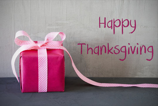 Pink Present, Text Happy Thanksgiving