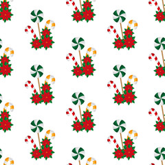 Fototapeta na wymiar Christmas sweets. Poinsettia. Seamless pattern. Vector illustration.