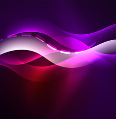 Vector glowing wave, smoke design wavy lines