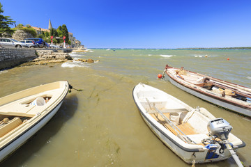 Fototapeta na wymiar Cityscape of Porec touristic village at the Adriatic sea