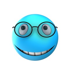 3d blue emoticon smile