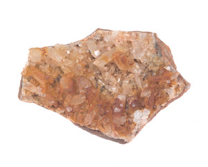 Golden Healer Cluster Quartz Specimen from Arkansas isolated on white background