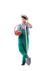 Young farmer isolated on the white background