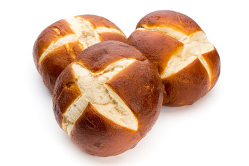 Freshly baked bread isolated on white background.