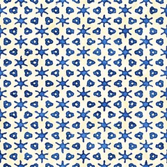 Native batik seamless watercolor artistic boho style colorful square pattern.