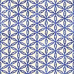 Native batik seamless watercolor artistic boho style colorful square pattern.