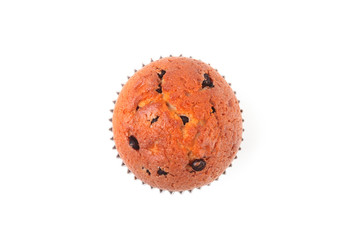Delicious homemade cupcake with chocolate isolated on white background. Muffins.