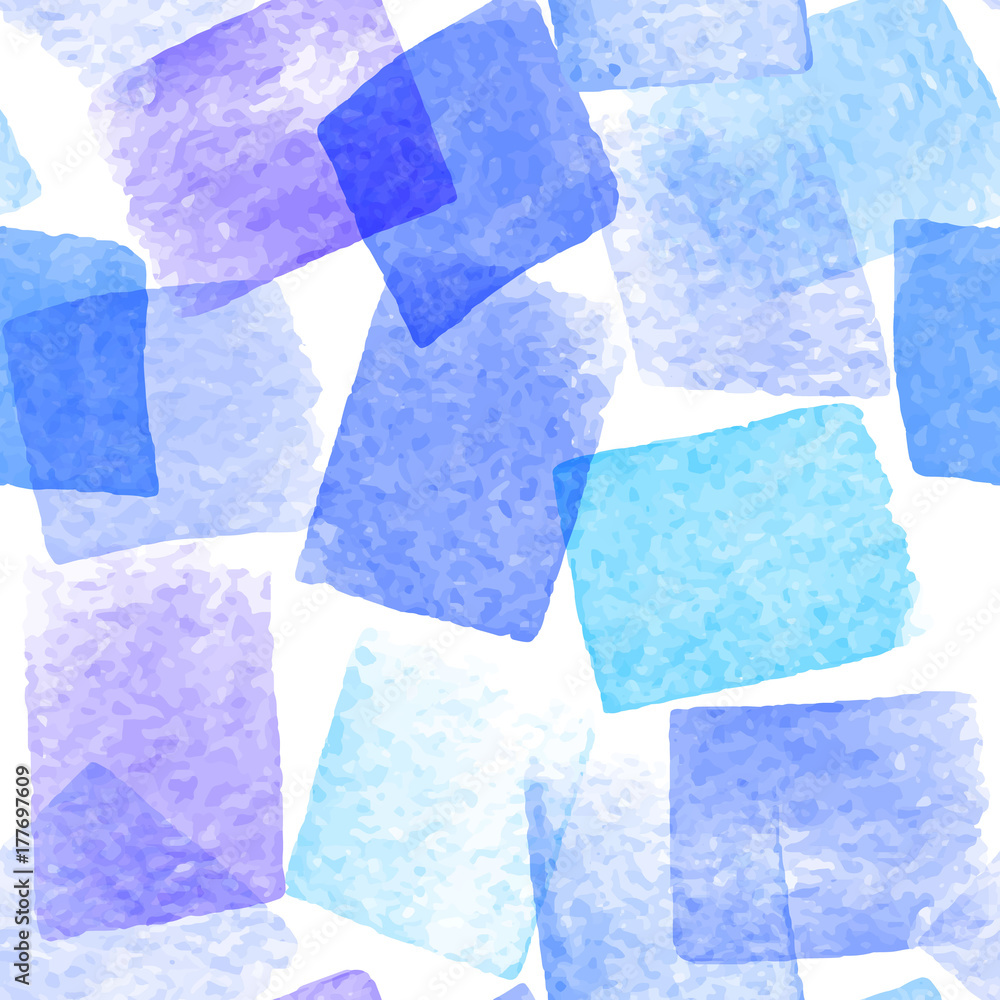 Poster seamless vector pattern with hand drawn watercolor square strokes. naive background with spots. vect