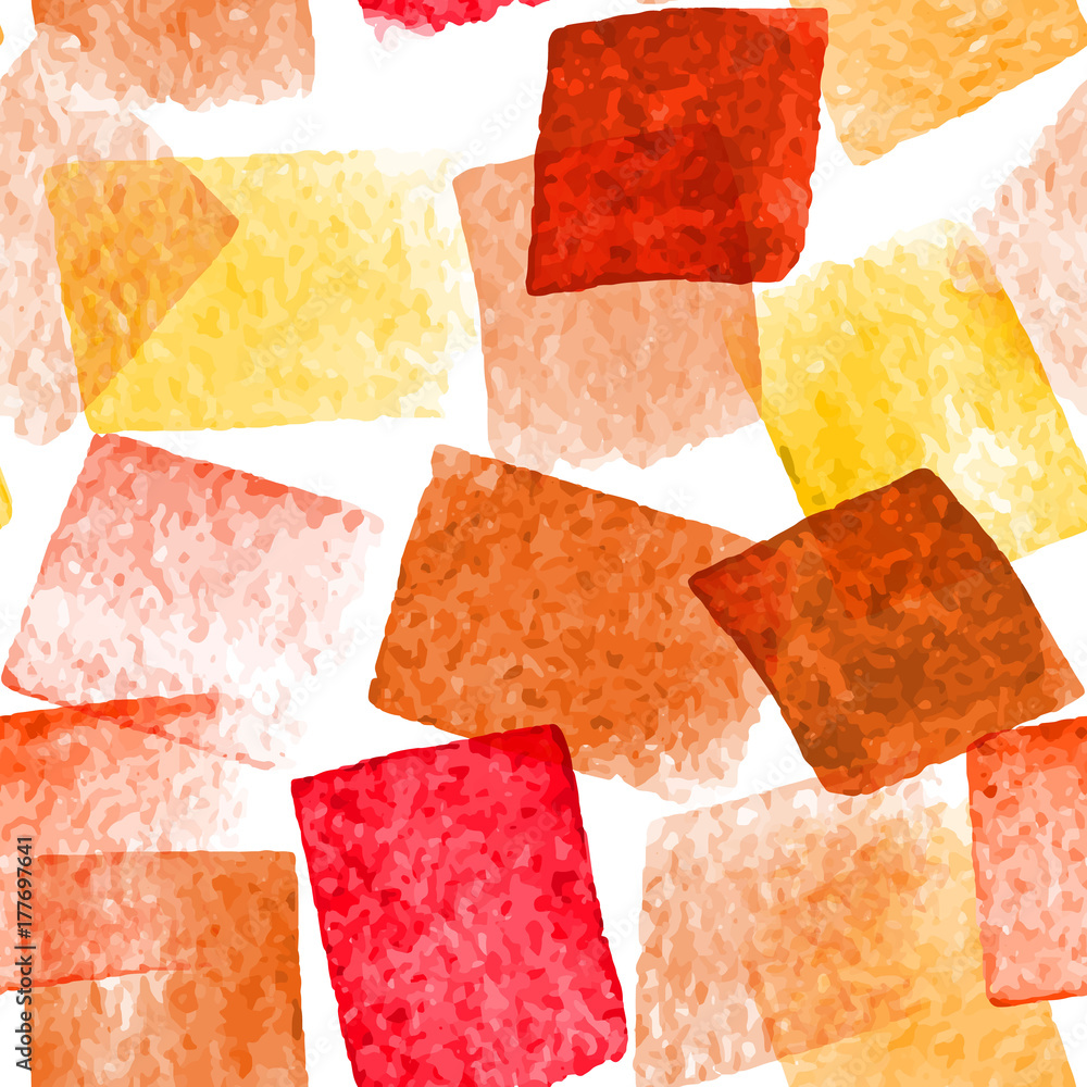 Poster seamless vector pattern with hand drawn watercolor square strokes. naive background with spots. vect