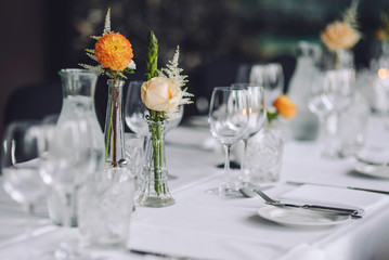 classic wedding table in a restaurant